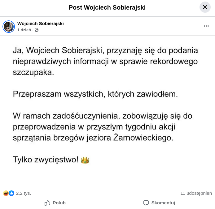 Rekordowy szczupak okazał się kłamstwem