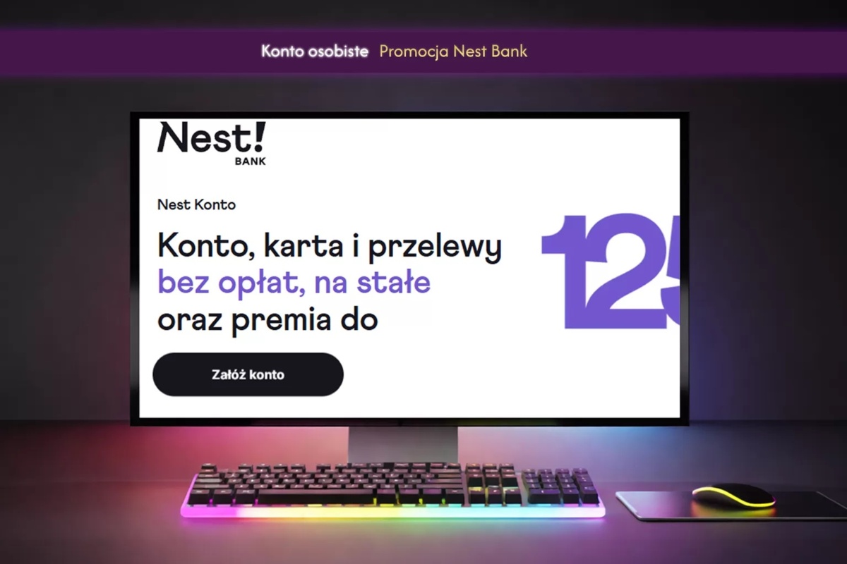 Nest Konto do 1250 zł premii i 0 zł za konto, kartę