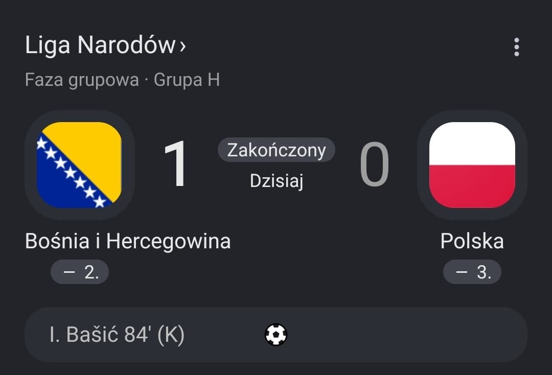 Polska przegrała na wyjeździe z Bośnia 0:1, najniższy wymiar kary