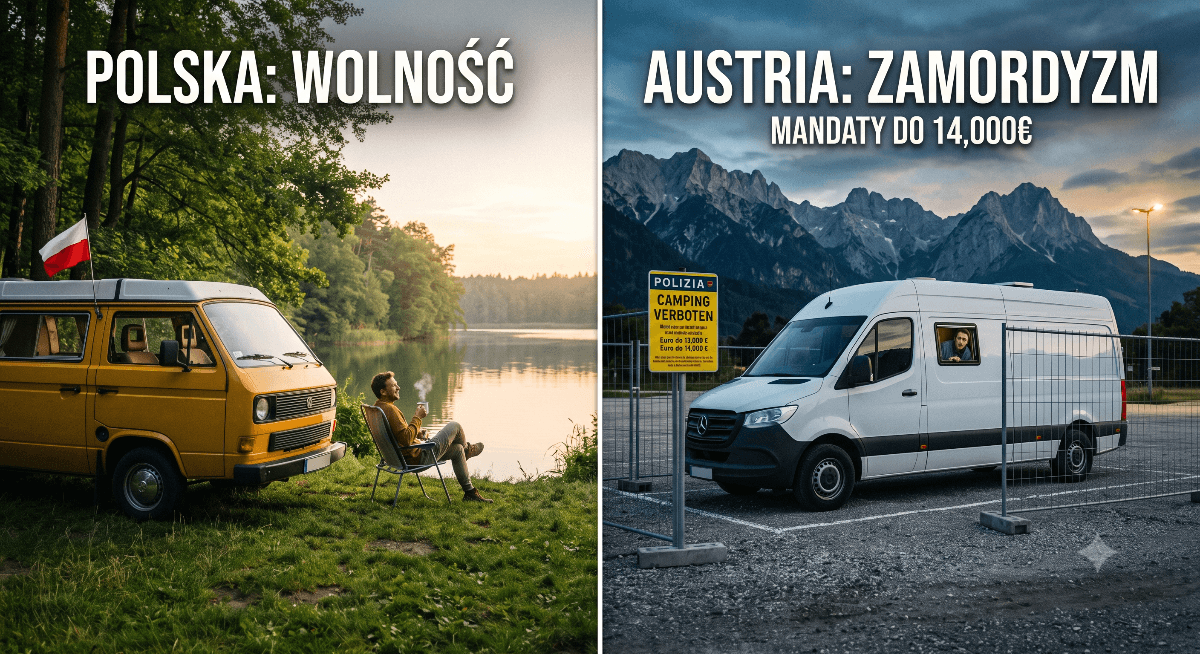 Austria i spanie na dziko: mandaty do 60 000 zł i konfiskata auta! Dlaczego w kwestii wolności Polska zjada „postępowy Zachód” na śniadanie